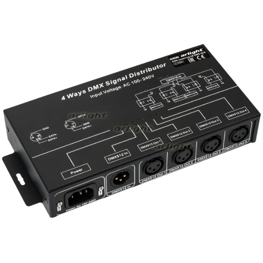 Контроллер-распределитель Arlight LN-DMX-4CH (230V) IP20 Металл 020586