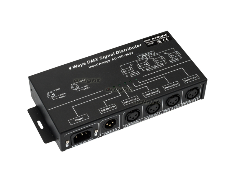 Контроллер-распределитель Arlight LN-DMX-4CH (230V) IP20 Металл 020586