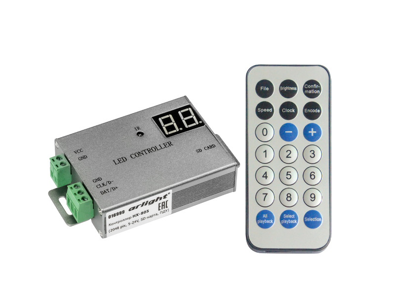 Контроллер Arlight HX-805 (2048 pix, 5-24V, SD-карта, ПДУ) 016999