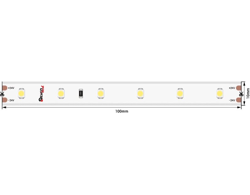 Светодиодная лента LUX, 3528, 60 LED/м, 4,8 Вт/м, 24В, IP65, 2700K DSG360-24-WW-65