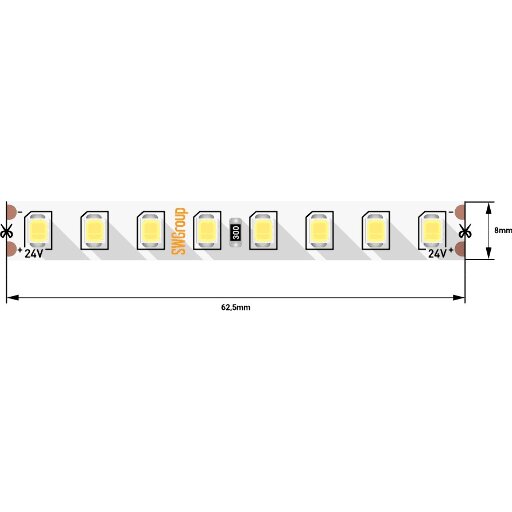 Светодиодная лента SWG ПРО 2835, 128 LED/м, 11,5 Вт/м, 24В, IP20, 6000К SWG2P128-24-11.5-W