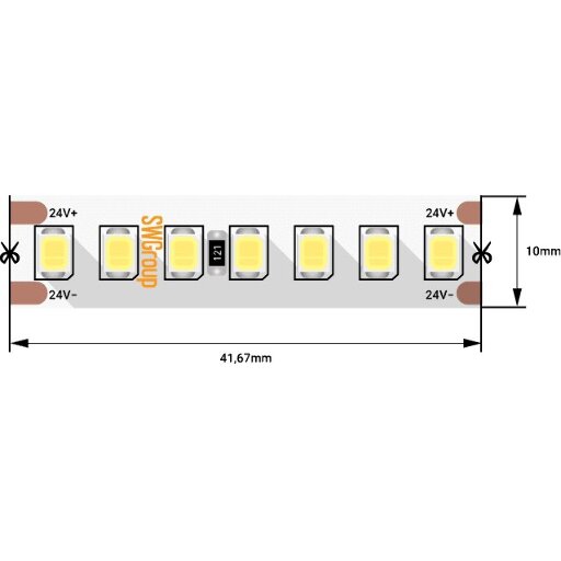 Светодиодная лента SWG ПРО 2835, 168 LED/м, 17,3 Вт/м, 24В, IP20, 6000К SWG2P168-24-17.3-W-20