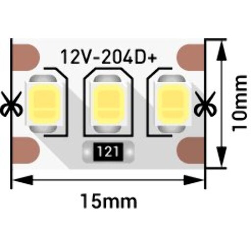 Светодиодная лента SWG SMD 2835, 204 LED/м, 22 Вт/м, 12В, IP20 6000К SWG2204-12-22-W