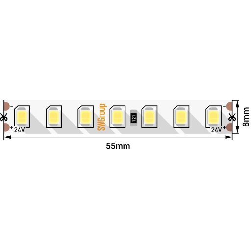 Светодиодная лента SWG ПРО 2835, 126 LED/м, 13 Вт/м, 24В, IP20 6000К SWG2P126-24-13-W