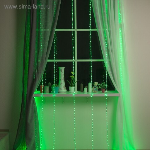 Гирлянда Водопад 2x3 м, 800 LED, 220V, 8 реж., цвет Зелёный 4012495