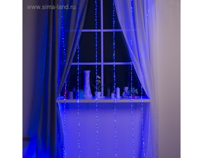 Гирлянда Водопад 2x3 м, 800 LED, 220V, 8 реж., цв. Синий 705971