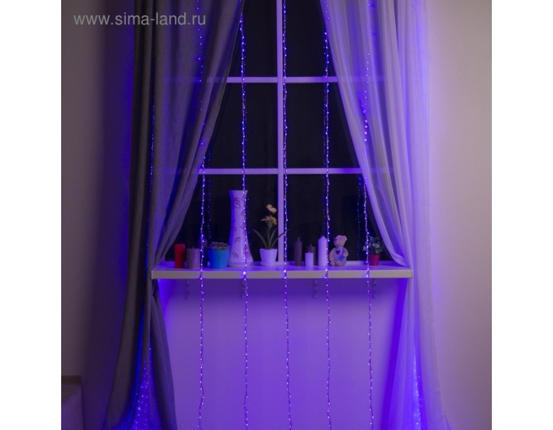 Гирлянда Водопад 2x3 м, 800 LED, 220V, 8 реж., цв. Фиолетовый 187190