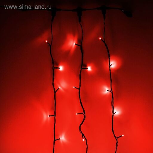 Гирлянда Клип-лайт (Спайдер) 600 LED, 24V, 3x20 м, с транс.,цв. Красный 1586034