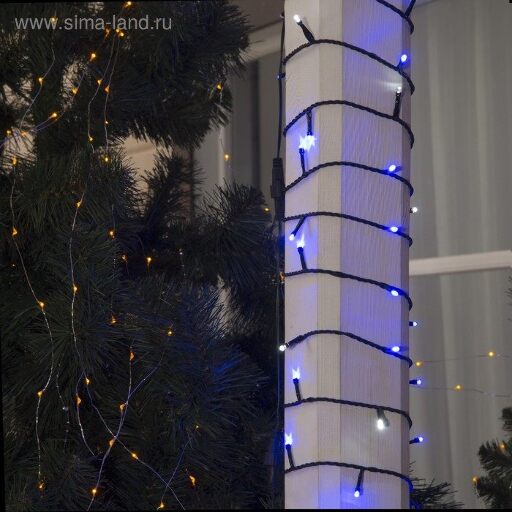 Гирлянда Клип-лайт 1000 LED, 24V, 100 м, мерцание, цв.Синий 2361688