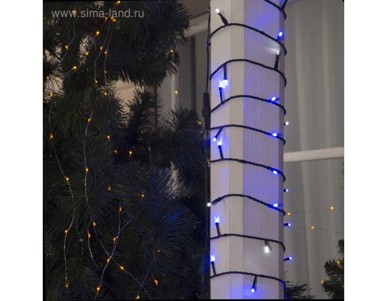 Гирлянда Клип-лайт 1000 LED, 24V, 100 м, мерцание, цв.Синий 2361688