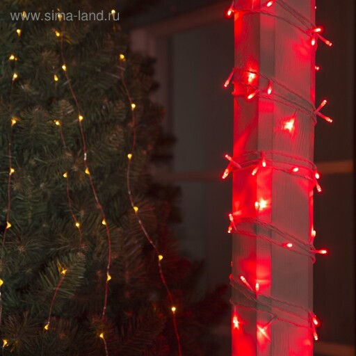 Гирлянда Клип-лайт (Спайдер) 3x20м, 600 LED, 24V, с транс., цв.Красный 4379604