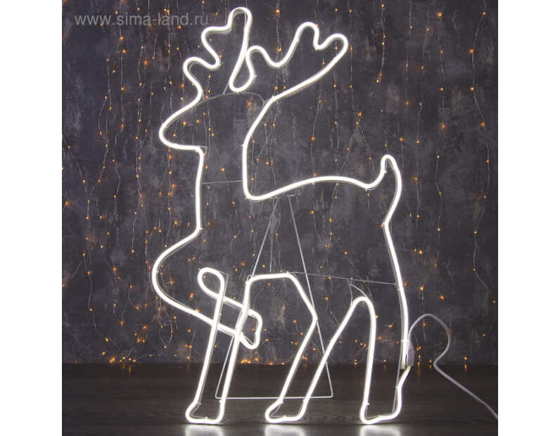 Фигура из неона "Олень танцующий", 90 х 50 см, 600 LED, 220 В, Белый 3613122