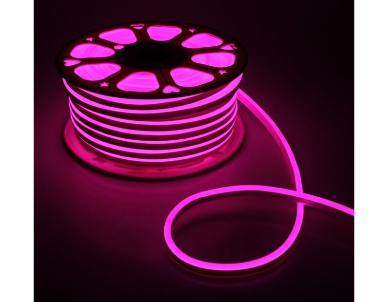 Гибкий неон, 8х16 мм, 50 м, 120 LED, SMD2835, 220V, розовый 1431264