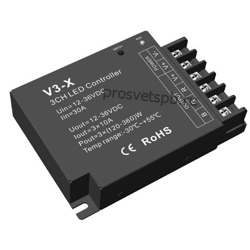 Контроллер  RGB, 3CH*10A, 12-36V V3-X