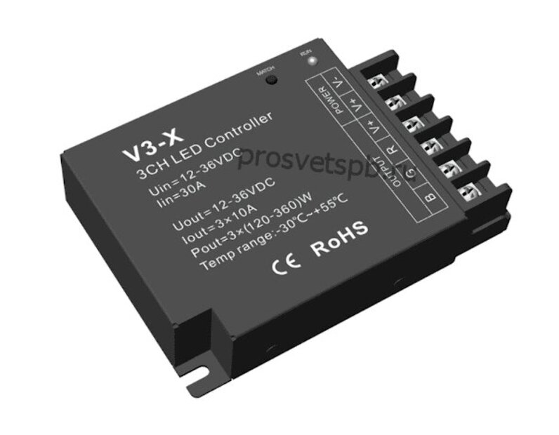 Контроллер  RGB, 3CH*10A, 12-36V V3-X