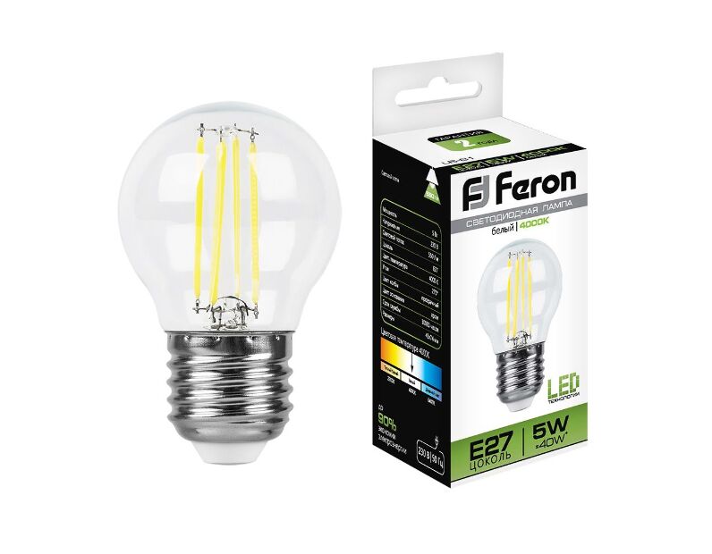 Лампа светодиодная Feron LB-61 Шарик E27 5W 4000K 25582