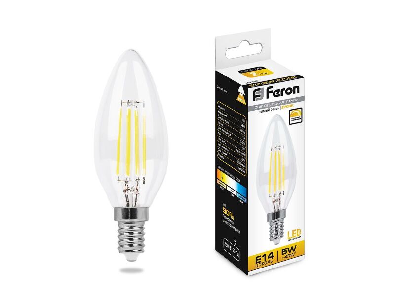 Лампа светодиодная диммируемая Feron LB-68 Свеча E14 5W 2700K 25651