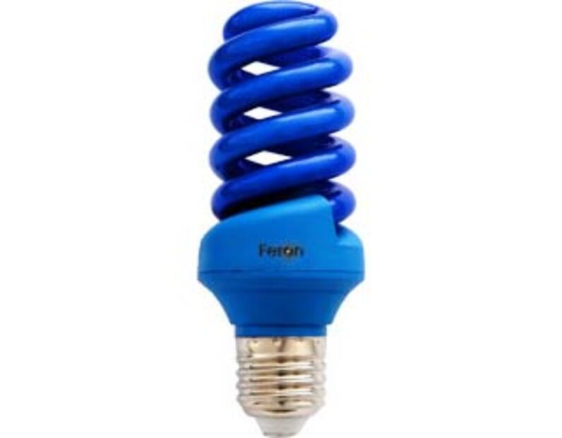 Лампа энергосберегающая, 20W 230V E27 спираль T3 синяя, ELSM51B-Color 04117