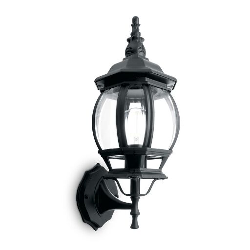 Светильник садово-парковый Feron 8101 восьмигранный на стену вверх 100W E27 230V, черный 11096