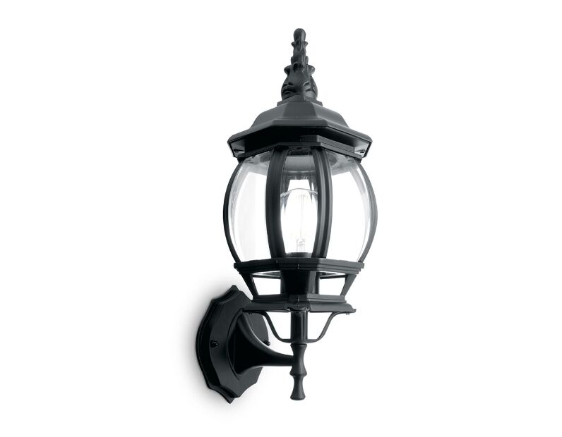 Светильник садово-парковый Feron 8101 восьмигранный на стену вверх 100W E27 230V, черный 11096