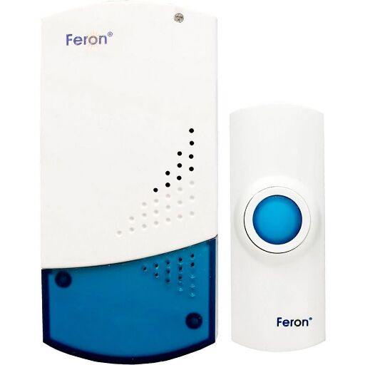 Звонок дверной беспроводной Feron H-138B-E  Электрический 32 мелодии белый с питанием от батареек 23606