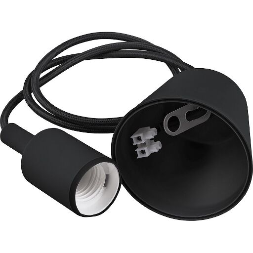 Патрон для ламп со шнуром 1м, 230V E27, черный, LH127 22352
