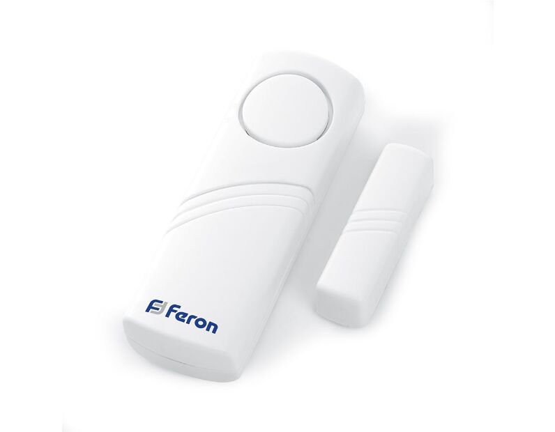 Звонок-сигнализация дверной беспроводной Feron 007-D Электрический 1 мелодия белый с питанием от батареек 23602
