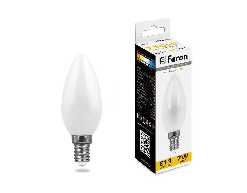 Лампа светодиодная Feron LB-66 Свеча E14 7W 2700K 25785