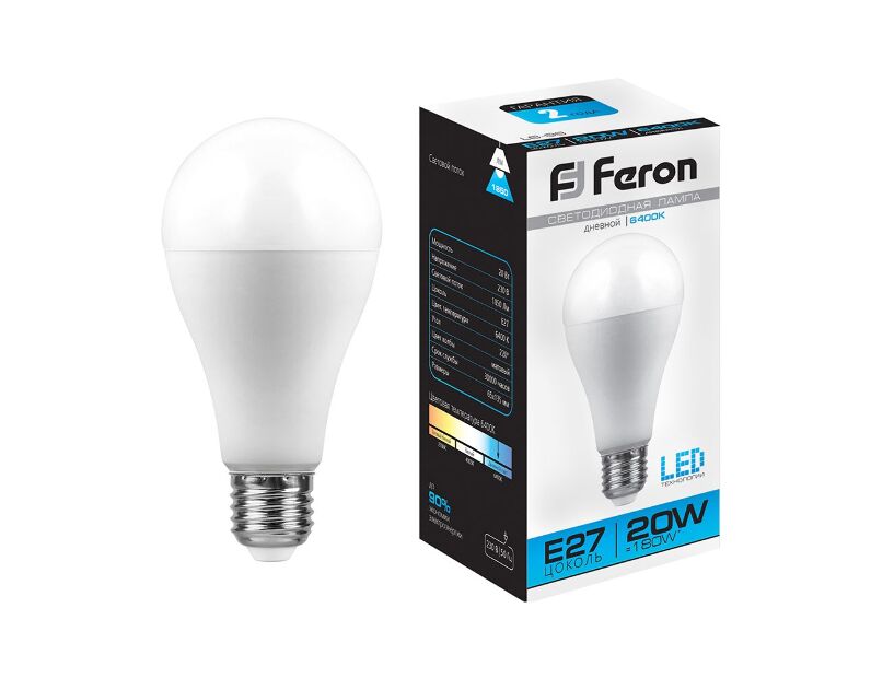 Лампа светодиодная Feron LB-98 Шар E27 20W 6400K 25789