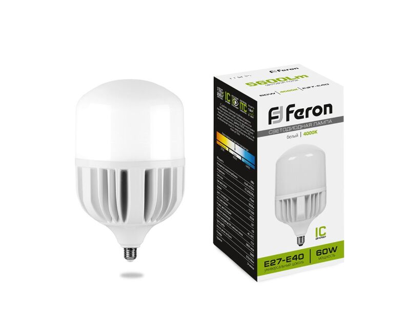 Лампа светодиодная Feron LB-65 E27-E40 60W 4000K 25821