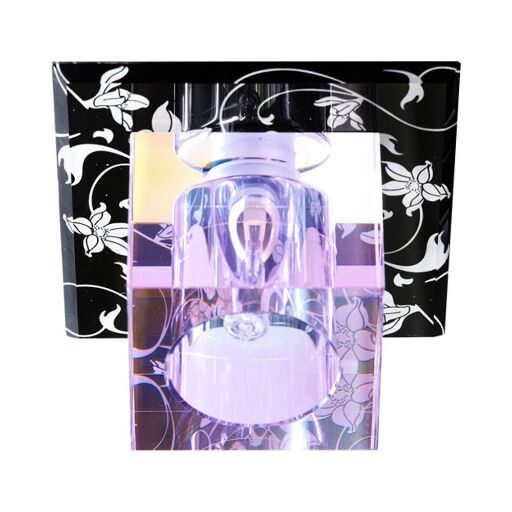 Светильник потолочный, JCD G9 с прозрачным-розовым стеклом, черный-белый, с лампой, CD88 19265