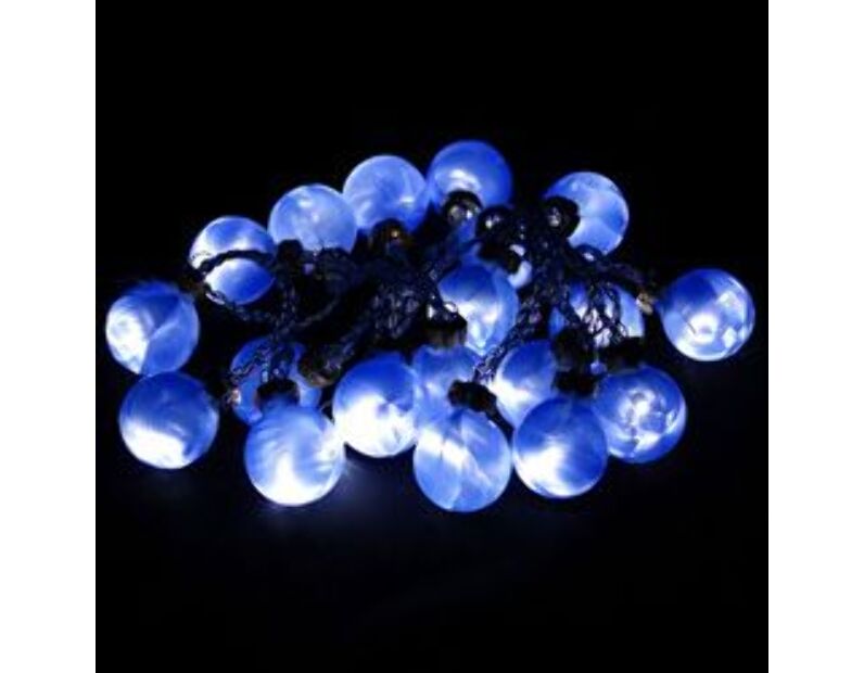 Гирлянда Feron CL550 3V 20 LED белый, цвет стекла: синий, 1.2W, 20mA, батарейки 2*АА,  IP 20, 2м+шнур 0,5м х0,12мм 26810