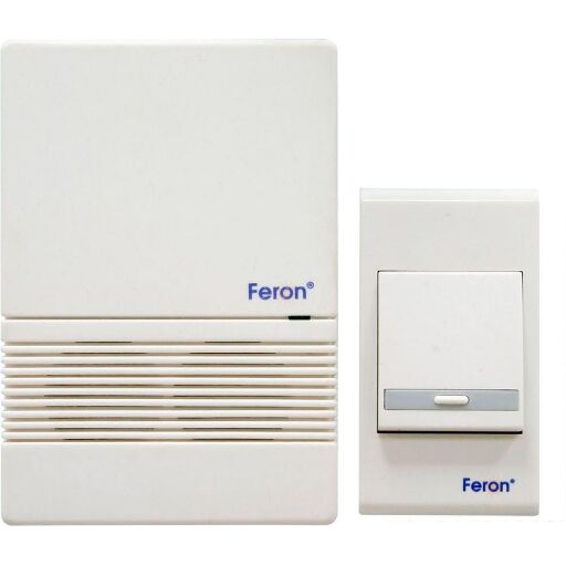 Звонок дверной беспроводной Feron T-168 Электрический 1 мелодия белый с питанием от батареек 23610