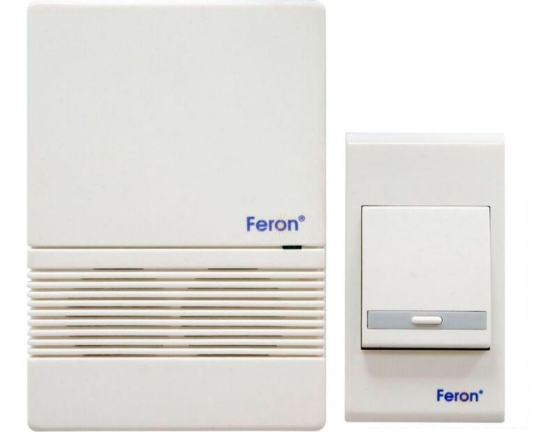 Звонок дверной беспроводной Feron T-168 Электрический 1 мелодия белый с питанием от батареек 23610