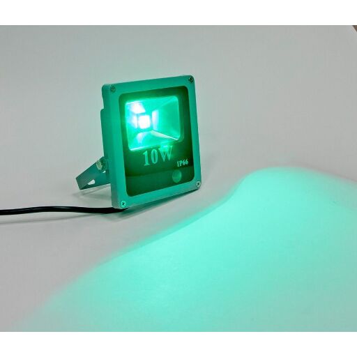 Прожектор квадратный, 1LED/10W-зеленый 230V  серый (IP66), LL-271 12193