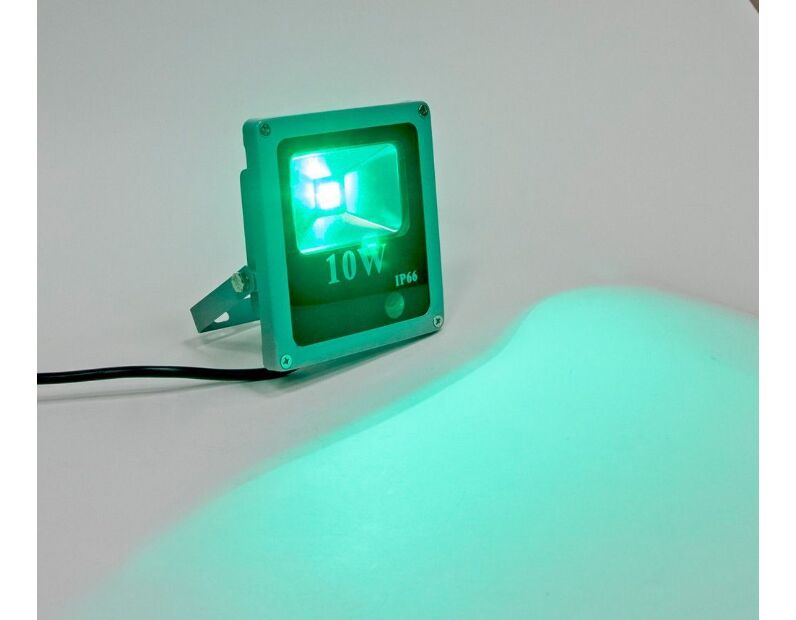 Прожектор квадратный, 1LED/10W-зеленый 230V  серый (IP66), LL-271 12193