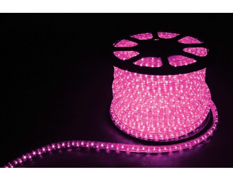 Дюралайт (световая нить) со светодиодами, 2W 100м 230V 36LED/м 13мм, розовый, LED-R2W 26335