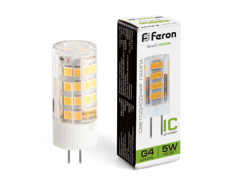 Лампа светодиодная Feron LB-432 G4 5W 4000K 25861