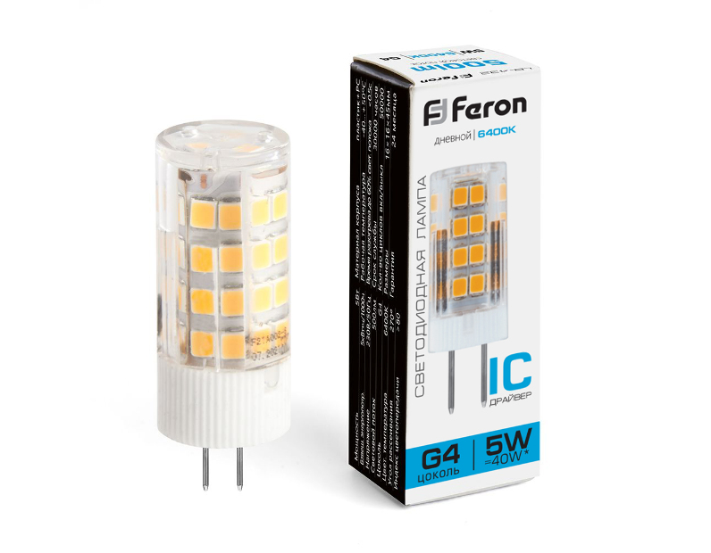 Лампа светодиодная Feron LB-432 G4 5W 6400K 25862