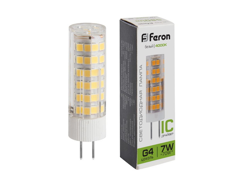 Лампа светодиодная Feron LB-433 G4 7W 4000K 25864