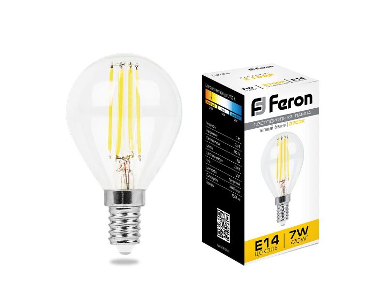 Лампа светодиодная Feron LB-52 Шарик E14 7W 2700K 25874