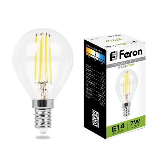 Лампа светодиодная Feron LB-52 Шарик E14 7W 4000K 25875