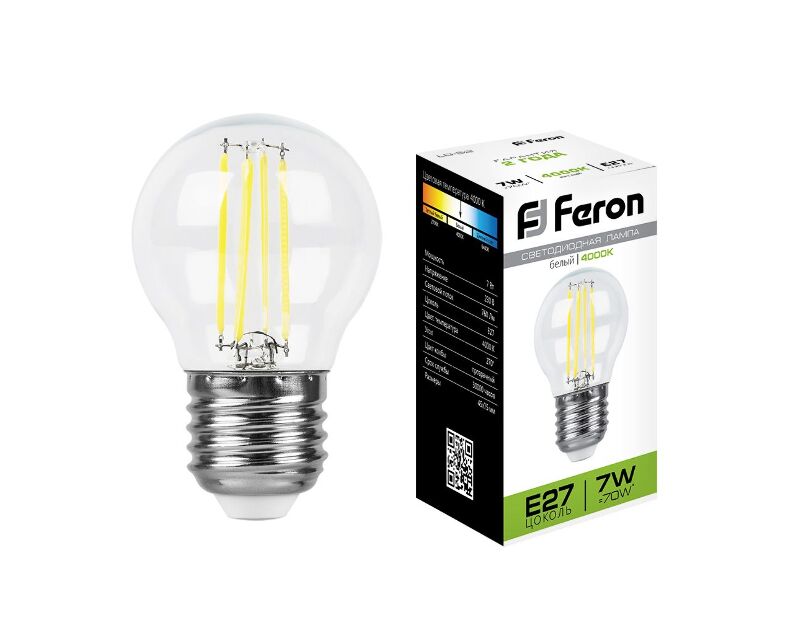 Лампа светодиодная Feron LB-52 Шарик E27 7W 4000K 25877