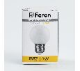 Лампа светодиодная Feron LB-37 Шарик матовый E27 1W 2700K 25878