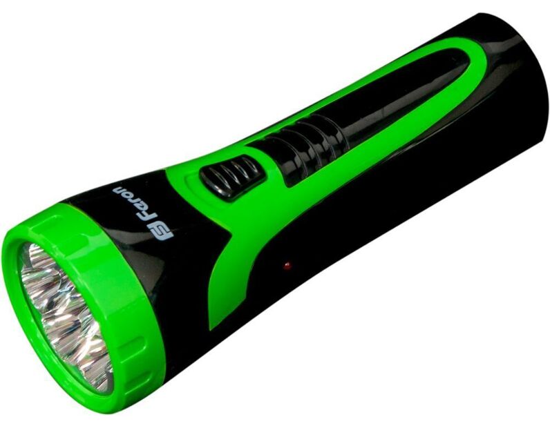 Фонарь аккумуляторный ручной  7LED 0,6W со встроенной вилкой для зарядки, зеленый, TL043 12958