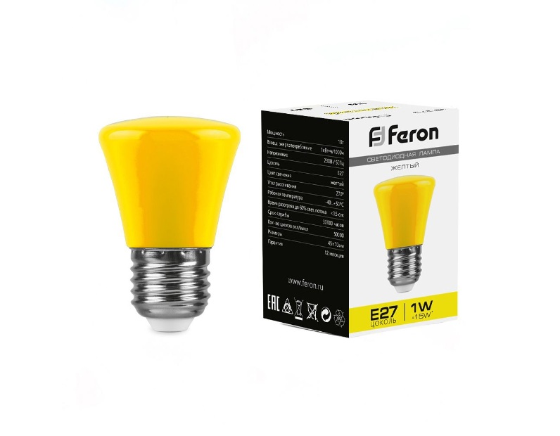Лампа светодиодная Feron LB-372 Колокольчик E27 1W желтый 25935
