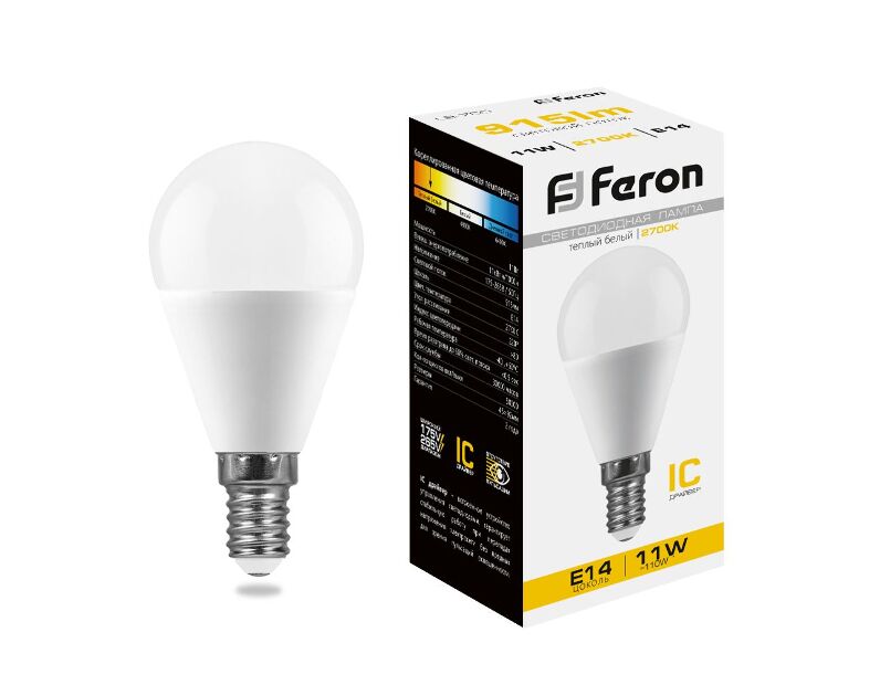 Лампа светодиодная Feron LB-750 Шарик E14 11W 2700K 25946