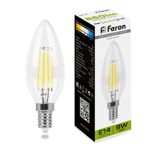 Лампа светодиодная Feron LB-73 Свеча E14 9W 4000K 25958