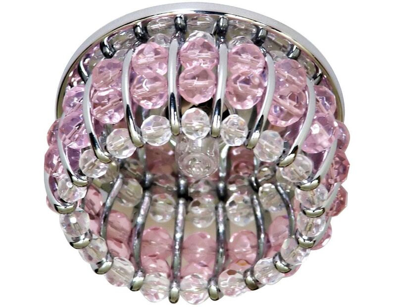 Светильник потолочный, JCD9 G9 с прозрачным и  розовым стеклом, хром, с лампой, CD2119 18346