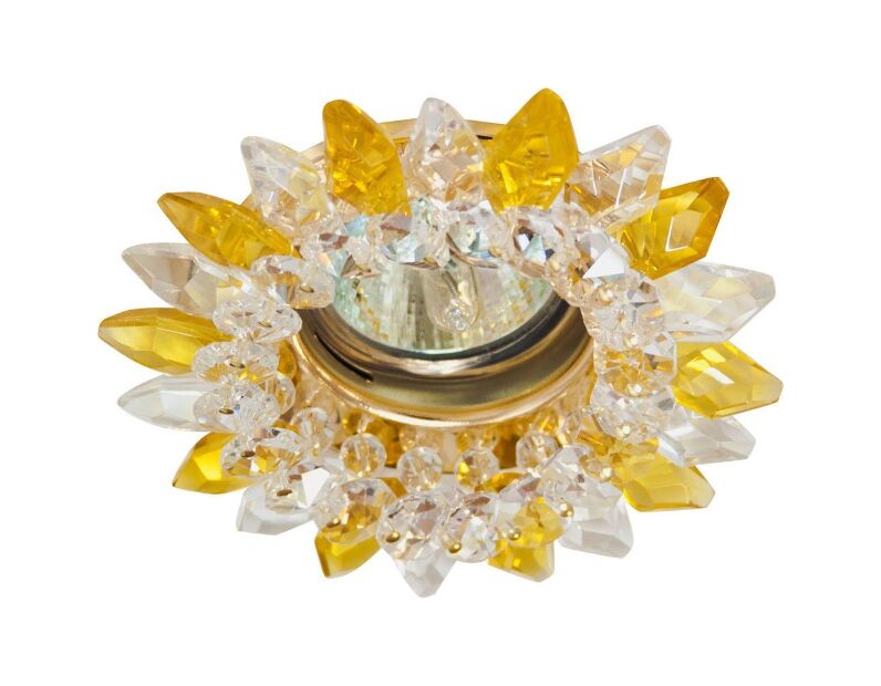 Светильник потолочный, MR16 G5.3 с прозрачным-желтым стеклом, золото, с лампой, CD2315 18655